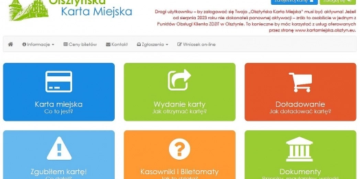 Ponownie dostępna jest strona internetowa Olsztyńskiej Karty Miejskiej.